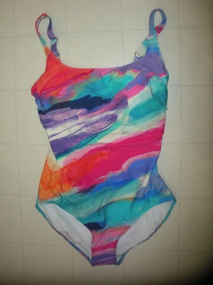 GOTTEX Multicolor Palma De Mallorca 1 Pc Sq Neck Tank Style Swimsuit Sz 14 NWT - Image 1 of 2