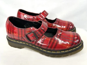 Dr. Martens rot Schottenkaro Mary Jane klobiger Absatz Schuhe US 10 Y2K - Bild 1 von 12