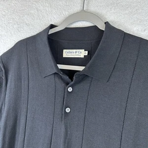 Collars & Co Maranello Premium Silk Cotton Polo Shirt Mens XL Short Sleeve Black - Picture 1 of 8
