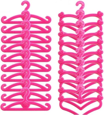 E-TING 60 PCS Pink Plastic Little Hangers for Girl Doll Dress Clothes Gown Doll - Image 1 of 2