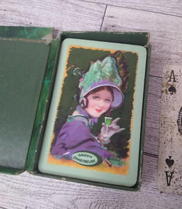 Vintage John Waddington Leeds & London Playing Cards Green Chartreuse Lady Guild