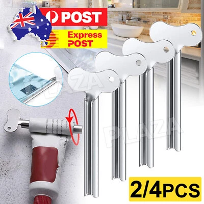 2/4x Stainless Steel Tube Toothpaste Squeezer Easy Key Dispenser Rolling Holder - image 1 of 4