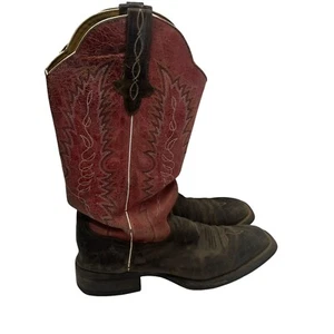 Cinch Cowboy Boots 10 B Black Red Top - Picture 1 of 15