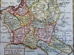 Poland Lithuania Prussia Warsaw Krakow Vilnius Danzig Konigsberg 1701 Moll map - Picture 1 of 4