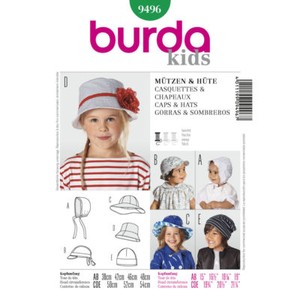 Burda Easy SEWING PATTERN 9496 Baby/Toddler/Childs Cap,Bonnet,Hats