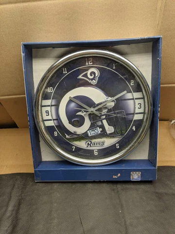 St. Louis Rams Chrome 12"  Round Wall Clock NFL Sign Banner - WinCraft - NEW Cover
