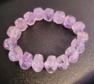 Gorgeous Amethyst Skull Bead 7 " stretch cord Bracelet --- Lot 1714 - Picture 1 of 3