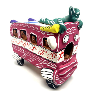 VTG Mexican Pottery Bus Diablo Ocumicho Hand Painted Sculpture AS IS Folk Art