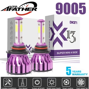 9005 HB3 1600W 210000LM 4Side LED Headlight Bulb Kit Hi or Low Beam 6000K White - Picture 1 of 12