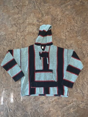 Raro 80s 90s Manta Mexicana Sudadera con Capucha BAJA PONCHO Chaqueta SURFER Surf Drogas Alfombra De Colección Foto 1 de 4