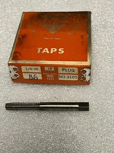 1/4-20 HSS GH-3, 4 FLUTE PLUG TAP, VERMONT, NEW, USA, 12/LOT - Picture 1 of 1