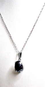 Sterling Silver Hematite Pendant and Sterling Chain Necklace - Sorrento - 18" - Picture 1 of 6