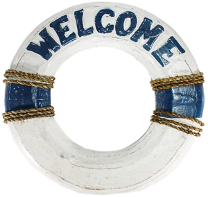 Rettungsring Welcome blau/weiß 1659 35x4 cm cm Deko Unikat für Drinnen & Draußen - Bild 1 von 3