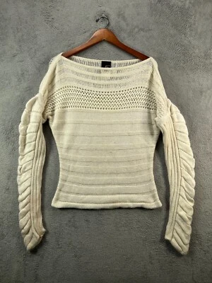 Vintage Roberto Cavalli Just Angora Wool Sweater Italy Made Womens 8 Ivory FR 40 - Image 1 of 4