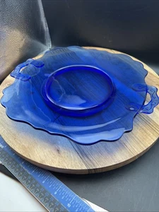 L. E. Smith Cobalt Blue Mt Pleasant Pattern 10” Serving - Cake Plate - Picture 1 of 8