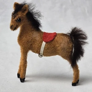 Vintage RARE Wagner Handwork Kunstlerschutz Flocked Brown Horse West Germany VTG - Picture 1 of 4