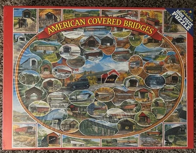 Quebra-cabeça White Mountain American Covered Bridges 1000 peças 1999 novo/selado 24x30 - Imagem 1 de 4