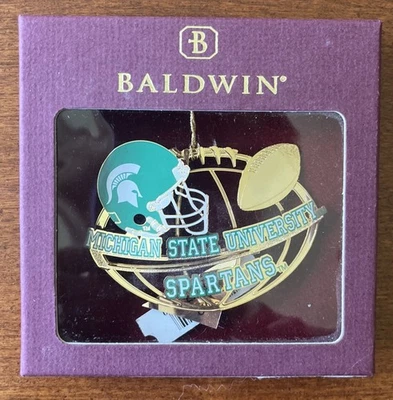 Michigan State University Spartans Football Helmet Baldwin Gold Ornament NIB - Image 1 of 3