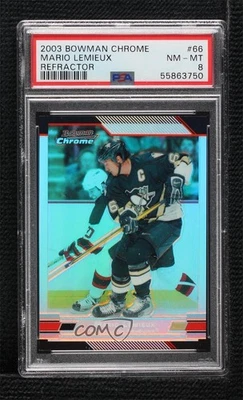 2003-04 Bowman Chrome Draft Picks & Prospects Refractor Mario Lemieux PSA 8 HOF - Image 1 of 2