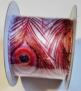 Mauve And Pink Peacock Ribbon 2.5 Inch By 10 Yards - Picture 1 of 7