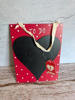 Heart Chalkboard Polka Dot Kitchen Wedding Seating Planner TO DO list Keepsake - Image 1 of 3