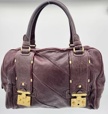 Bolso de Mano Vintage Juicy Couture Cuero Borgoña Acentos Dorados Y2K Foto 1 de 4