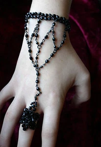 Finger chain hand chain finger chain glass beads ground Gothic medieval - Picture 1 of 1