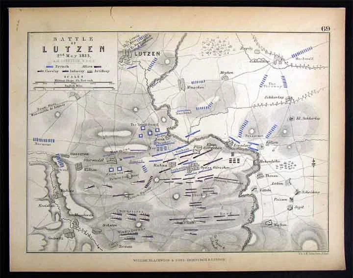 1848 Napoleon Military Map - Battle of Lutzen - 12.49Germany - Image 1 of 1