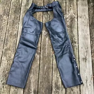Vintage Motorcycle Chaps Leather Company Heavy Duty Black Womens Small S USA - Bild 1 von 15