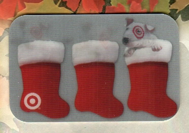 TARGET Bullseye in Christmas Stockings ( 2003 ) Lenticular Gift Card ( $0 ) RARE - Image 1 of 1