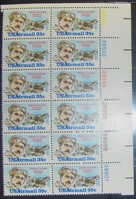 US 35¢ Stamp Air Post SC #C100 MNH 1980 Plate block of 12 - Image 1 of 2