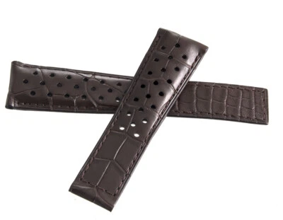 Pulseira de relógio masculina TAG Heuer 22mm x 18mm couro marrom jacaré - Imagem 1 de 3