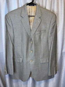 Giacca blazer lana seta Ralph Lauren cappotto sportivo 40R grigio/nero/blu pied de poule - Foto 1 di 7