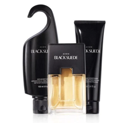 Avon Negro Gamuza Trinity Dopp Set de Regalo: Eau de Toilette, Lavado y Después del Afeitado NUEVO Foto 1 de 4