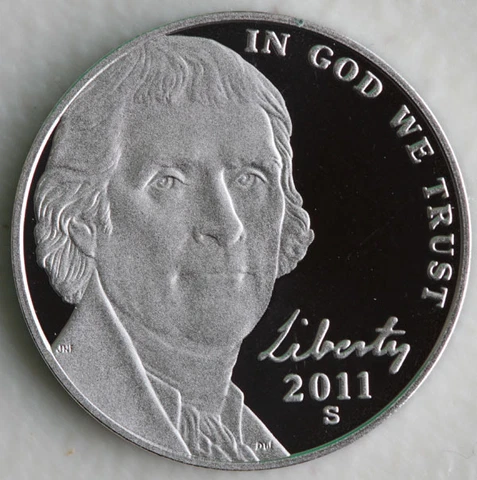 2011 PROOF Jefferson Nickel from US Mint Proof Set 5c Five Cent Coin Cover