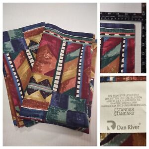 Vintage Dan River Set Of 2 Pillow Shams Standard Flanged Geometric Abstract USA