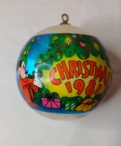 Vintage Mickey Mouse Satin Ball Christmas Ornament Disney 1981 - Picture 1 of 7