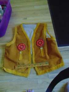 Older suede man's vest w/ beaded eagle on back - Picture 1 of 6