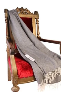 BestSockDrawer Grey herringbone patterned alpaca wool throw - Picture 1 of 2
