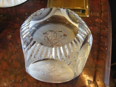 Crystal Carved Ball Paperweight Clipboard Monogram Antique - image 1 of 4