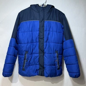 Swiss+Tech Puffer Jacket Boys XL (14-16) Blue Fleece Long Sleeve Faux Fur Hooded - Picture 1 of 11