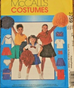 McCall's 3759 Girls Cheerleader Costume Sewing Pattern (Skirt & Top) 3-4-5 - Picture 1 of 2