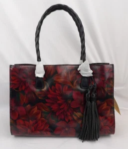 NWT Patricia Nash Leather Handbag Primrose Satchel English Rustic Mums - Picture 1 of 20