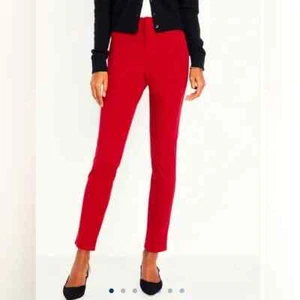 Old Navy Größe 16 hoch geschnitten Pixie Weihnachten rot Knöchel Stretch Hose Taschen neu mit Etikett - Bild 1 von 11