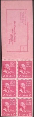 US Stamp - 1939 2c President John Adams - 24 Stamp Booklet - MNH - Scott #BK98 - Image 1 of 2