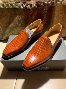 NWB Carlos by Carlos Santana Loafer California Ostrich Embossed Shoe Tan 7.5 D - Picture 1 of 10