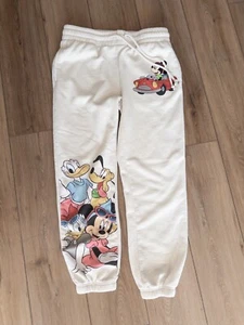 Disney Fleece Sweatpants Youth Kids Large White Graphic Print Jogger Pants - Picture 1 of 11