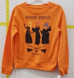 Disney Hocus Pocus Unisex Kids' Halloween Broom Squad Sweatshirts Orange 4 - Picture 1 of 6