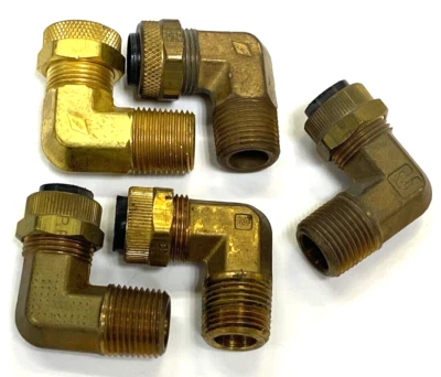 BRASS 90 DEGREE ELBOW FITTING 1/2" COMPRESSION X 1/2" FPT ***LOT OF 5 - Image 1 of 4