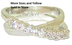 criss cross ring white gold swarovski CZ stones band high quality size 5 6 New - Picture 1 of 4